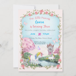Tema de convite de pequena princesa. Festa infanti