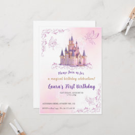 Tema de convite de pequena princesa. Festa infanti