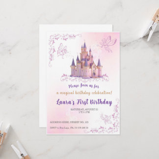 Tema de convite de pequena princesa. Festa infanti