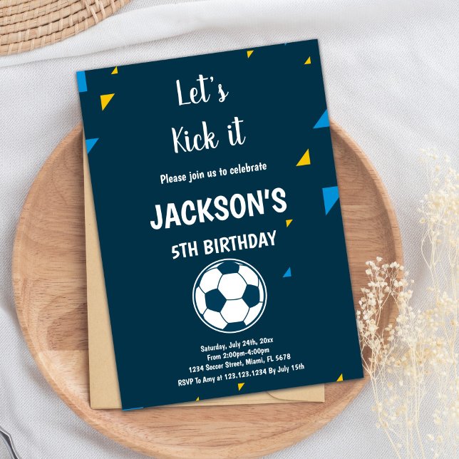 Tema de Convites de Aniversário do Futebol Azul (Blue Soccer Birthday Invitations Theme)