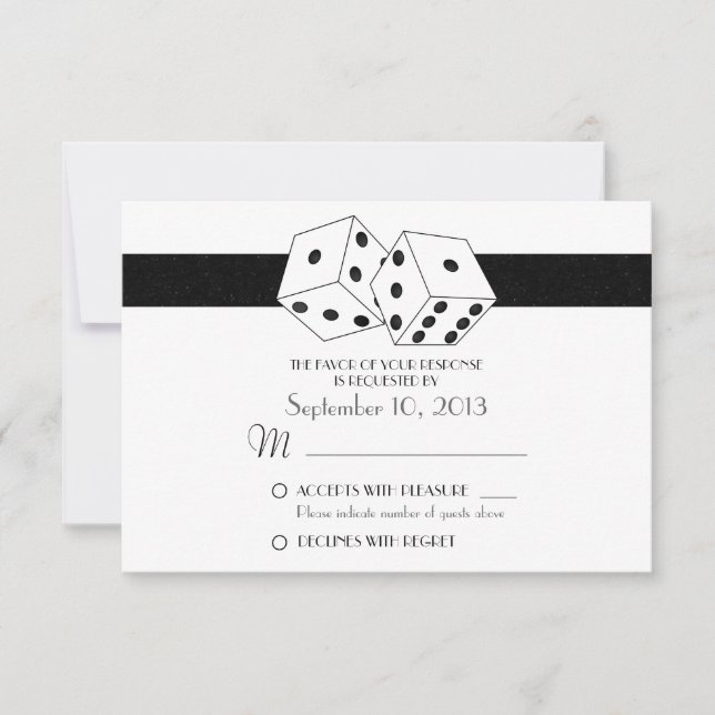 Tema de Dice de Las Vegas RSVP Branco e Preto (Frente)