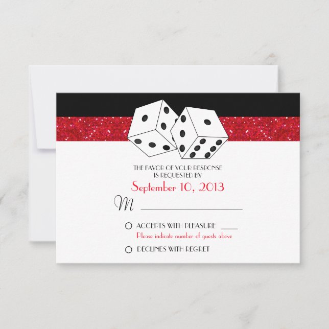 Tema de Dice de Las Vegas RSVP Ruby Red Faux Glitt (Frente)