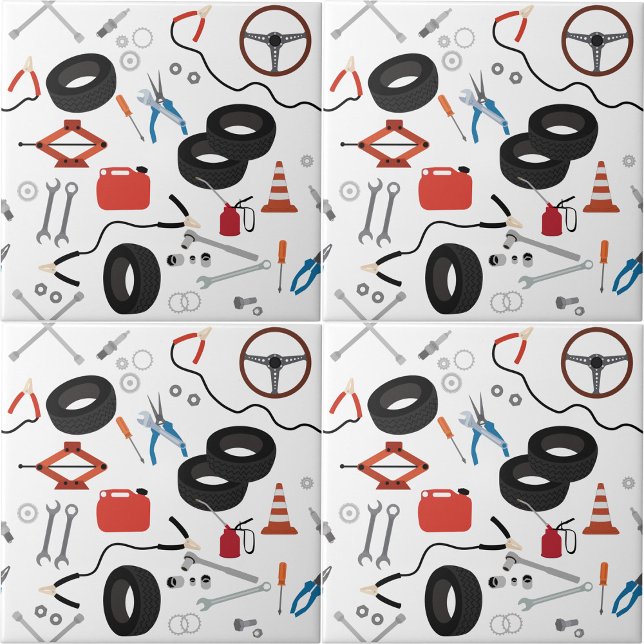 Tema de ferramentas automotivas mecânicas para aut (Car Mechanic Automotive Tools Theme Ceramic Tile)