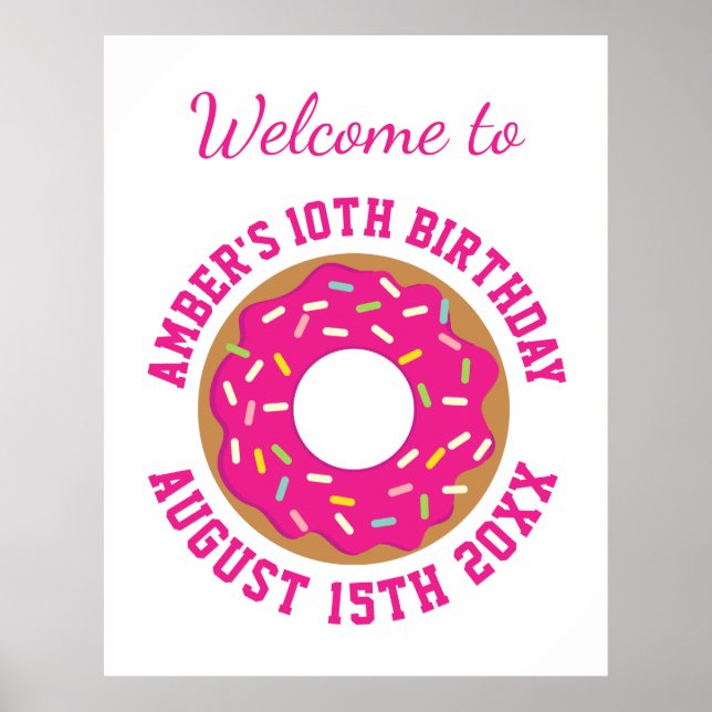 Tema de festa de aniversário com donut, pôster de  (Frente)