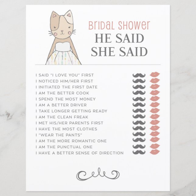 Tema De Gato chá de panela Ele Disse Que Ela Disse (Frente)