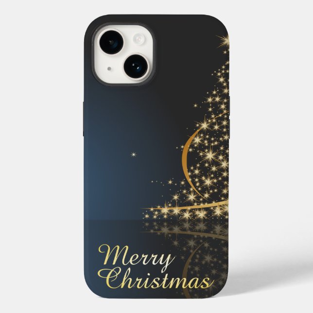 Tema de Natal Azul com Árvore de Natal ouro (Verso)