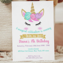 Tema de Unicórnio do Convite de Aniversário para M
