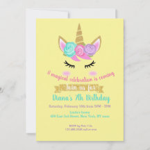 Tema de Unicórnio do Convite de Aniversário para M