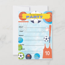 tema desportivo, convite de aniversário