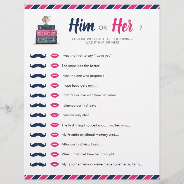 Tema do Chá Bebida Bridal Ele ou Seu Jogo (Frente)