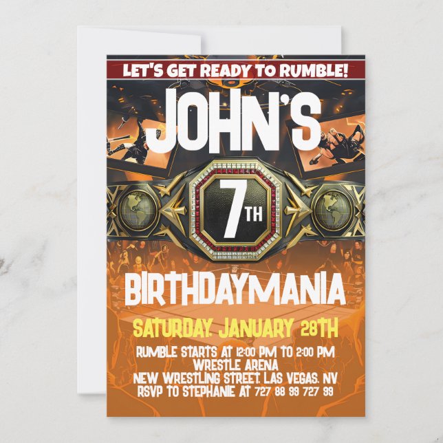 Tema do Convite de aniversário luta (Frente)