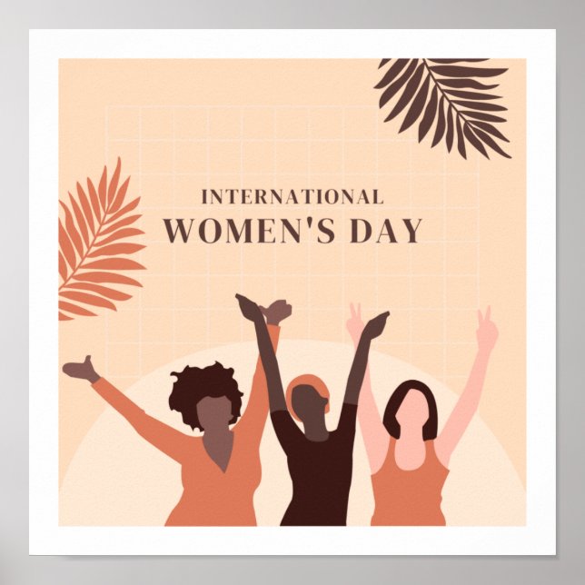 Tema do Dia das Mulheres Design Fofo Poster (Frente)