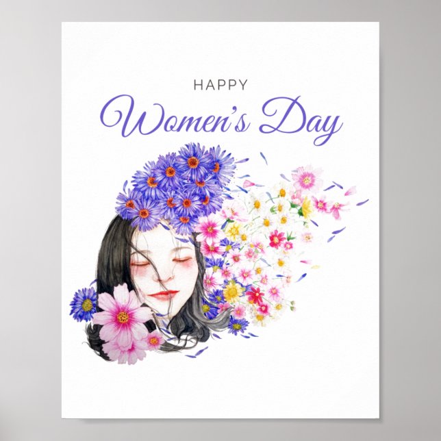 Tema do Dia das Mulheres Design Fofo Poster (Frente)