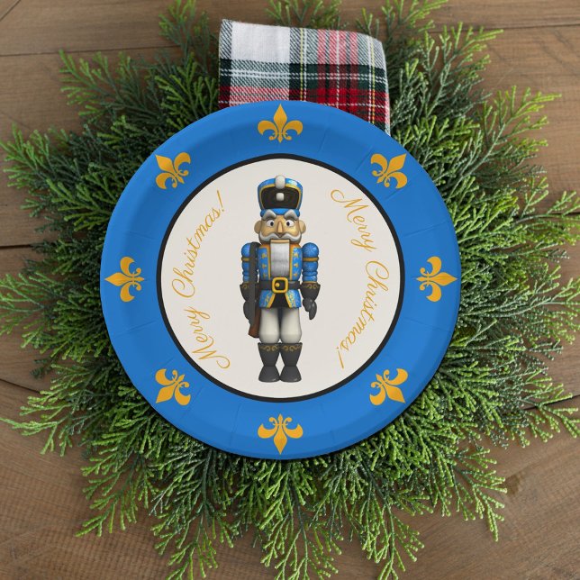 Tema do Quebra-Nozes Azul Prato de Papel de Natal (Criador carregado)