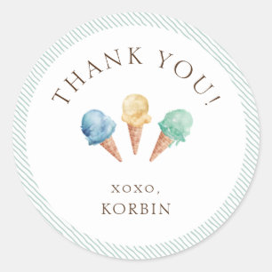 Tema do sorvete Obrigado Clássico Do Adesivo Redon