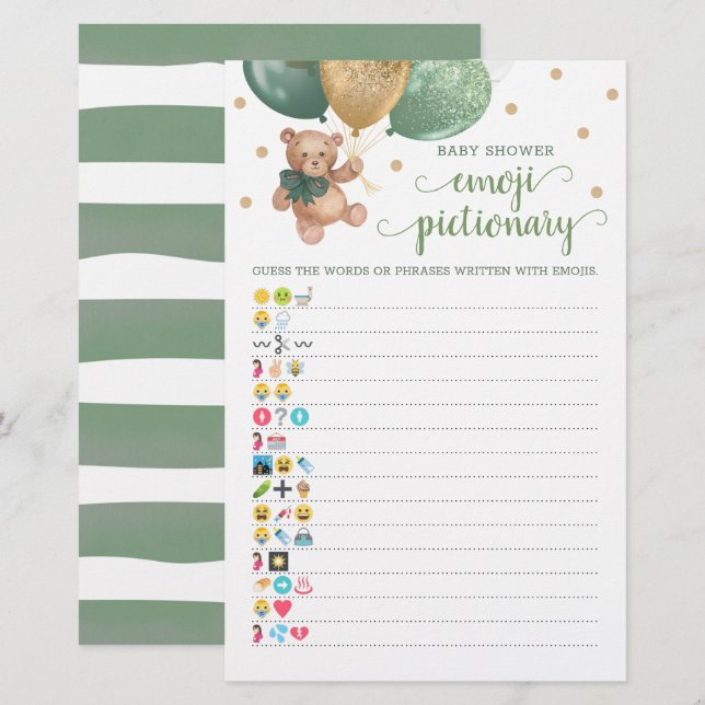 Tema do Urso de Teddy chá de fraldas Emoji Piction (Frente/Verso)