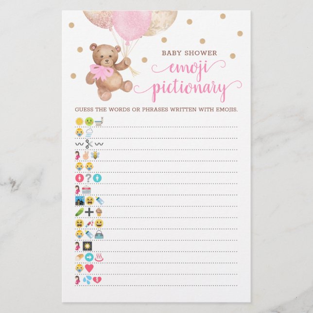 Tema do Urso de Teddy chá de fraldas Emoji Piction (Frente)