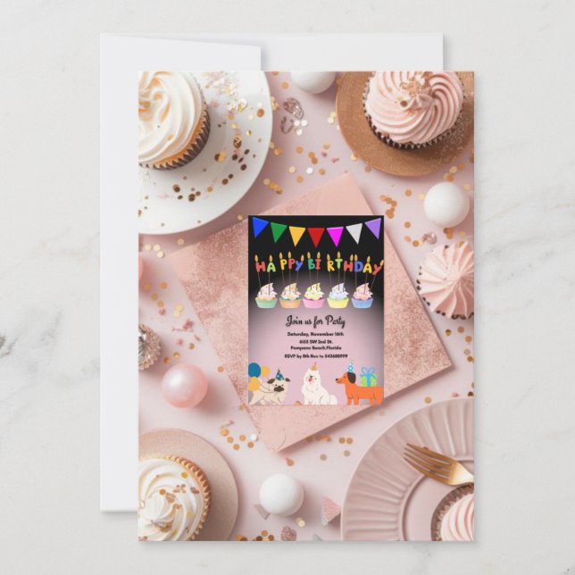 Tema dos Cuppies - Cartão de Convite de Aniversári (Frente)