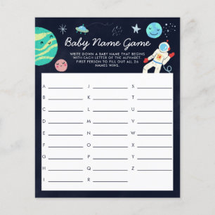 Tema Espaço Nome do bebê Chá Jogo