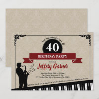 tema musical Jazz do convite de festas aniversário