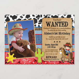 Tema Ocidental do Convite de Aniversário do Cowboy