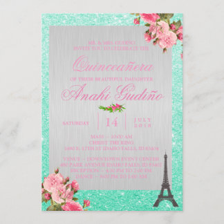 Tema Paris Quinceañera Convite