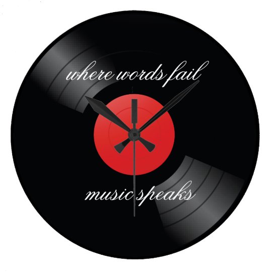 Tema retro da música do registro de vinil relógio grande