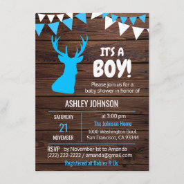 Tema Russo Buck Blue BOY Baby Shower Convites
