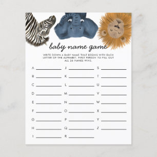 Tema Safari Jogo do Chá do Nome do Bebê