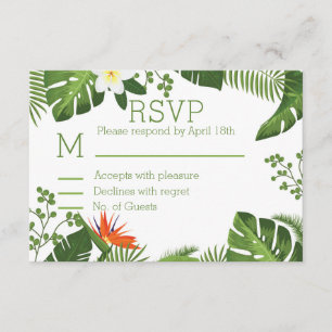 Tema Tropical Botânico RSVP Casamento