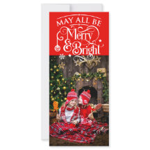 Tema Vermelho de Cartões de foto de Natal Longo