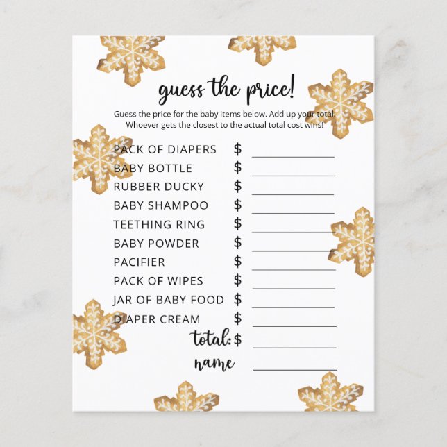 Temas de inverno Jogo de adivinhação de preço (Frente)