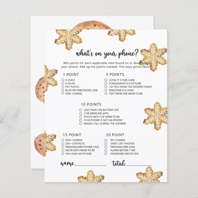 Temas do inverno no seu jogo telefônico (Frente/Verso)