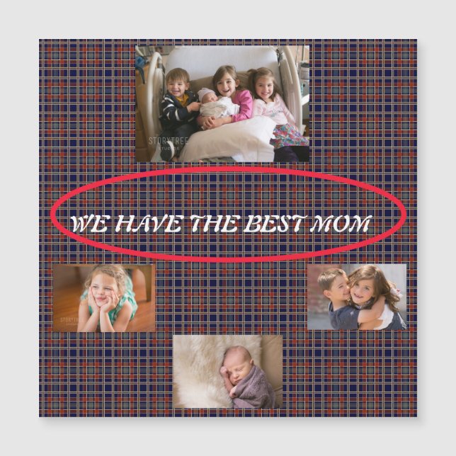 Temos a melhor mãe Tartan 4 fotos Freestyle Font (Frente)