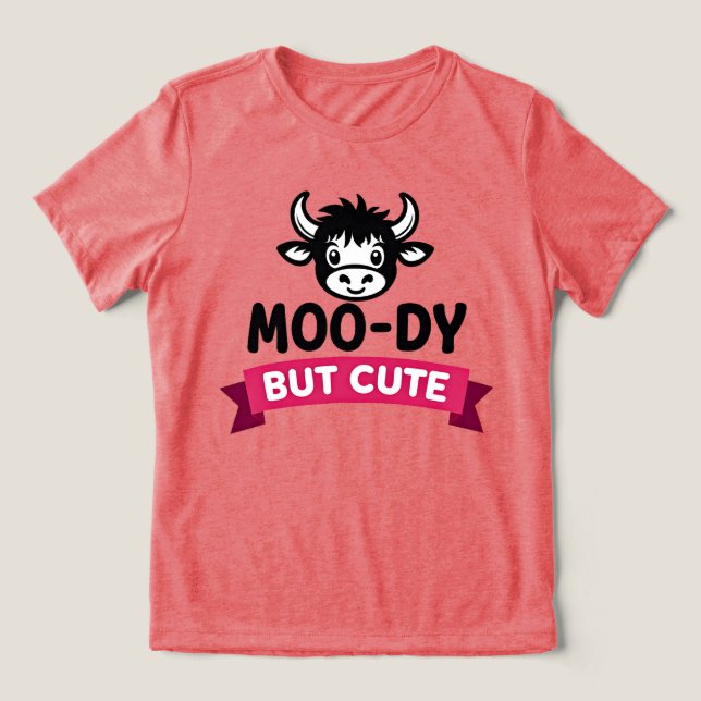 Temperamental Mas Fofo Camiseta Divertida de Vaca (Design frontal)