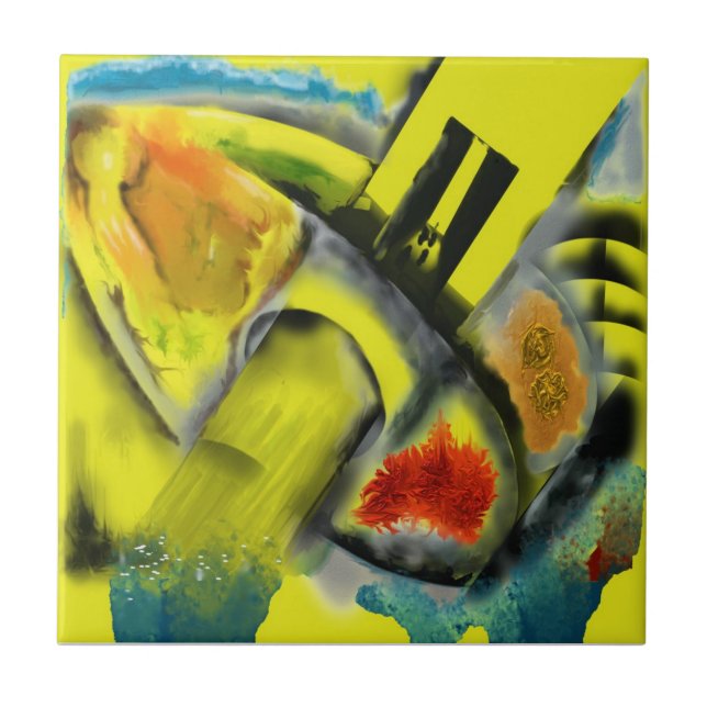 Tempestade - abstrato de Digitas com fundo amarelo (Frente)