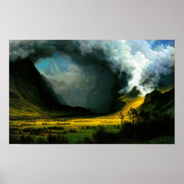 Tempestade Albert Bierstadt na Poster das Montanha (Frente)