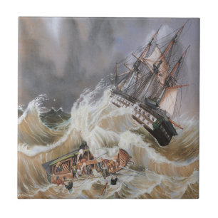 Tempestade no navio Clipper no mar dos anos 1870