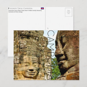 Templo Bayon, Cartão Postal de Viagem do Camboja