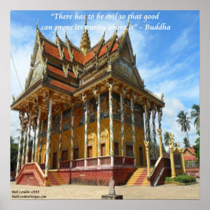 Templo budista cambojano e Poster de citação fam