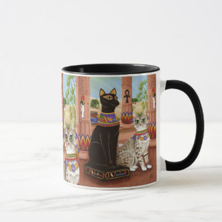 Templo da caneca da arte do gato da deusa da fibra