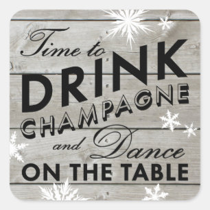 Tempo da etiqueta do floco de neve beber Champagne