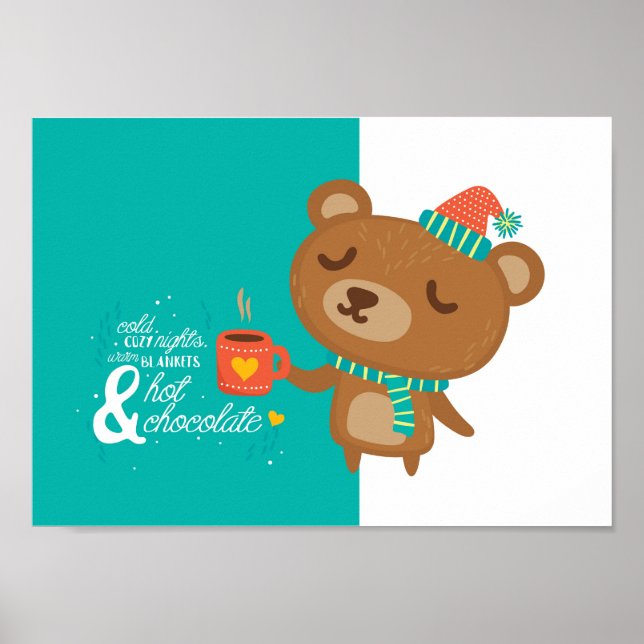 Tempo de inverno Jovens Teddy Bear Poster (Frente)