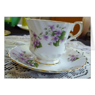 Tempo do chá - cartão do copo de chá das violet
