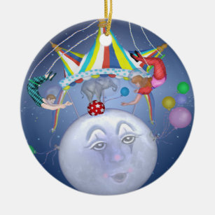 Tenda de circo em um ornamento pequeno da lua azul