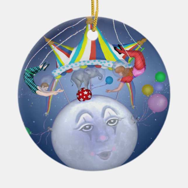 Tenda de circo em um ornamento pequeno da lua azul (Frente)