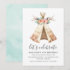 Tenda Floral Boho | Convite de Aniversário