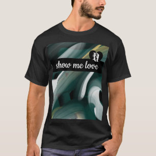 Tendência da Camisa Abstrato de Arte Preta Verde B
