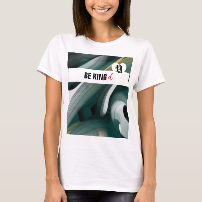 Tendência da Camisa Abstrato de Arte Preta Verde B (Frente)