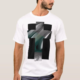Tendência da Camisa Abstrato de Arte Preta Verde B